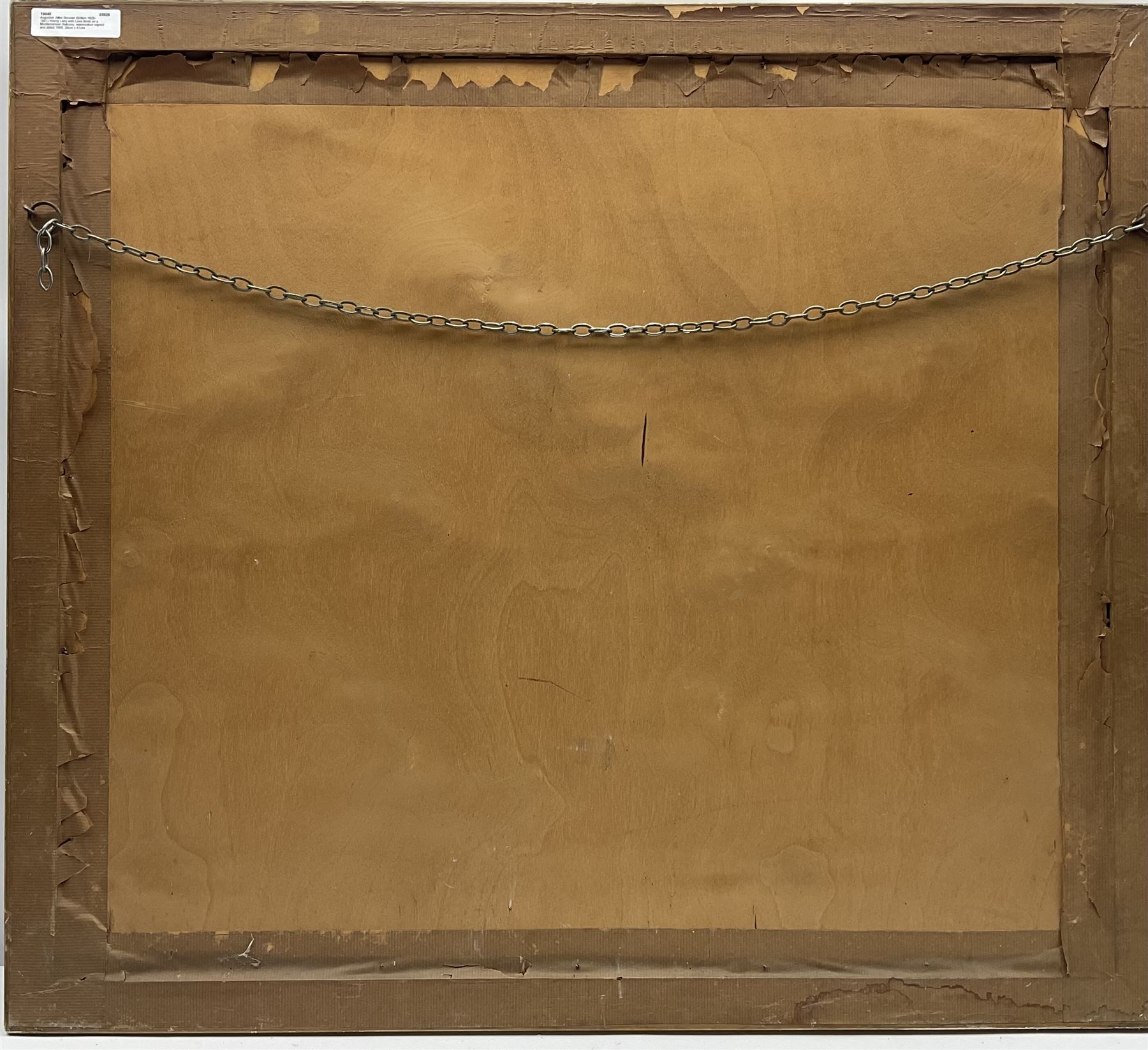 Augustus Jules Bouvier (British 1825-1881):Young Lady with Love Birds on a Mediterranean Balcony, watercolour signed and dated 1869, 39cm x 47cm