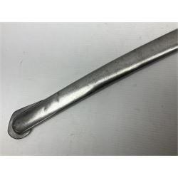 Early 19th century French Lancers officer's sword c1810, the 84cm curving fullered blade retaining most of its bluing, gilding and engraved decoration, inscribed I.S.& C. to ricasso (for Schimelbusch), brass three-bar hilt with elongated elliptical langets and wire-bound leather grip; in polished steel scabbard with two brass suspension rings L100cm overall