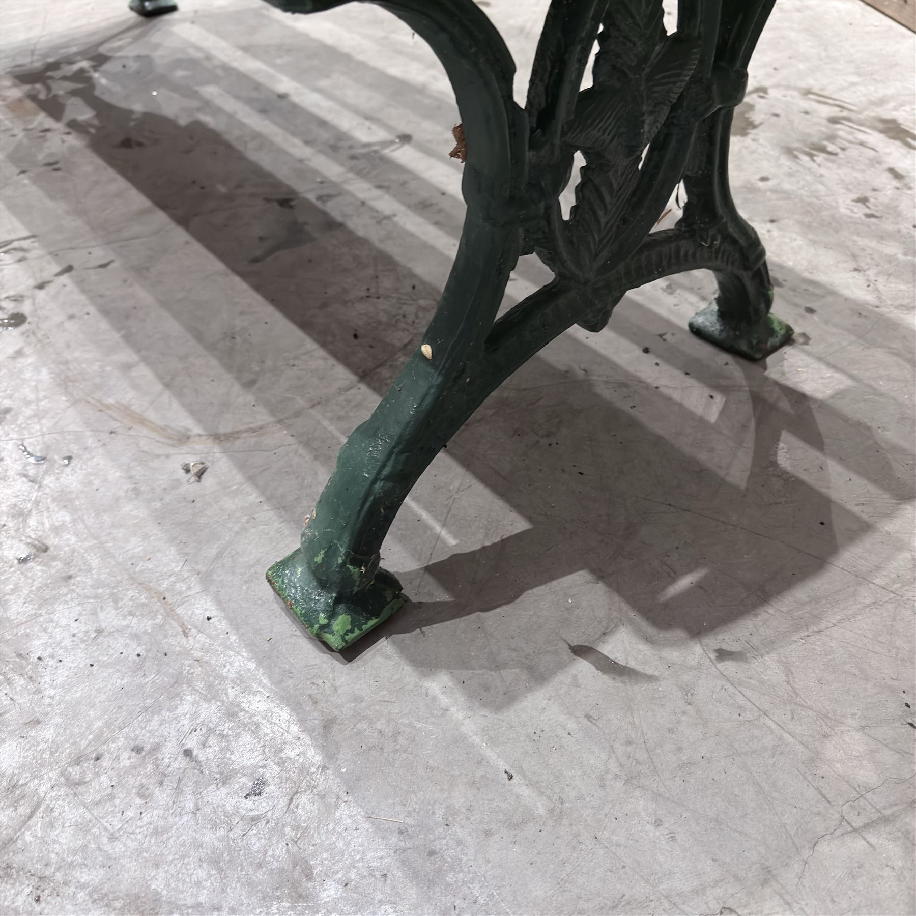 Cast iron and wood slatted garden bench