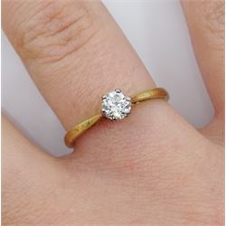 18ct gold single stone diamond ring, hallmarked, diamond approx 0.25 carat