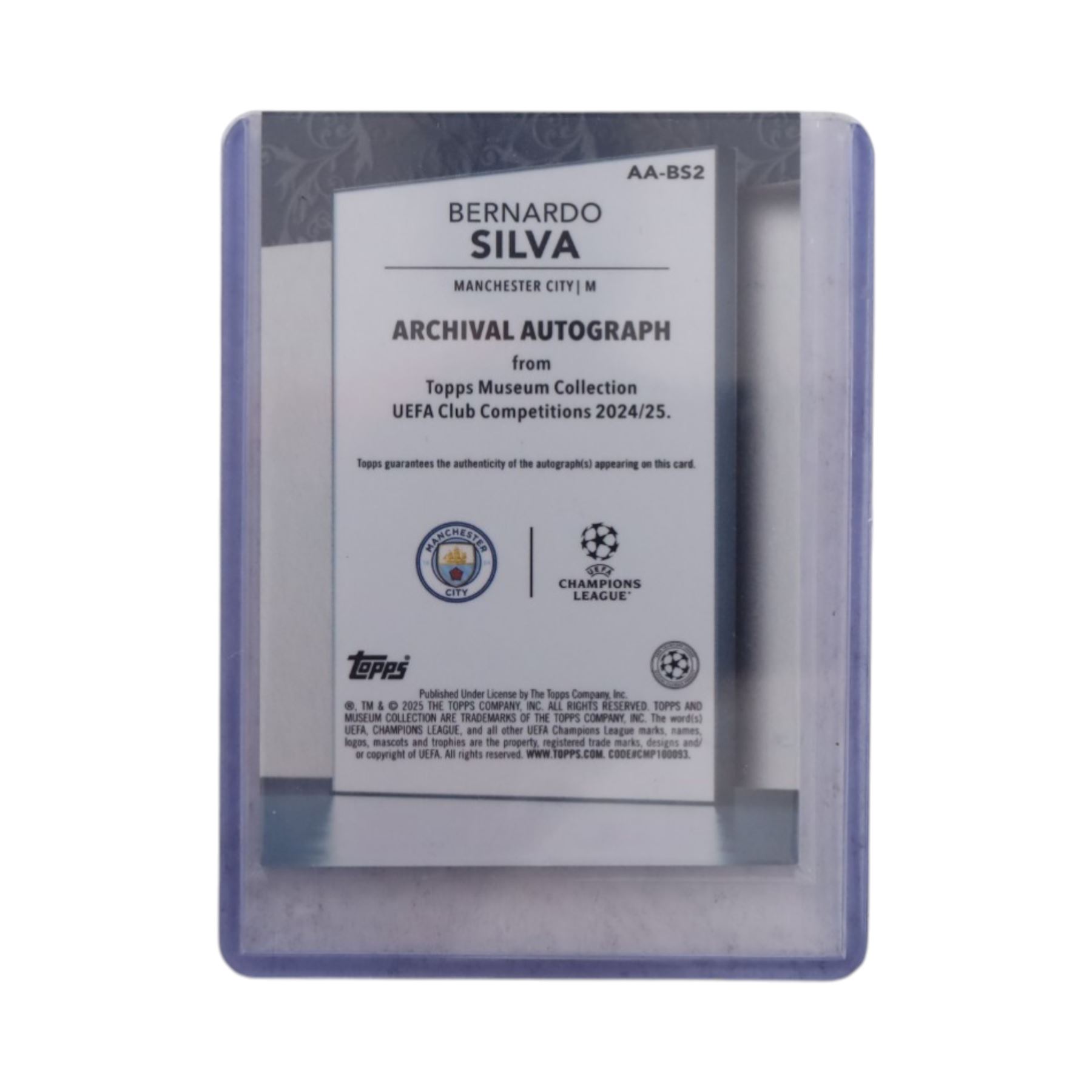 Signed Bernardo Silva Topps Museum Collection Archival Autograph card, 69/75