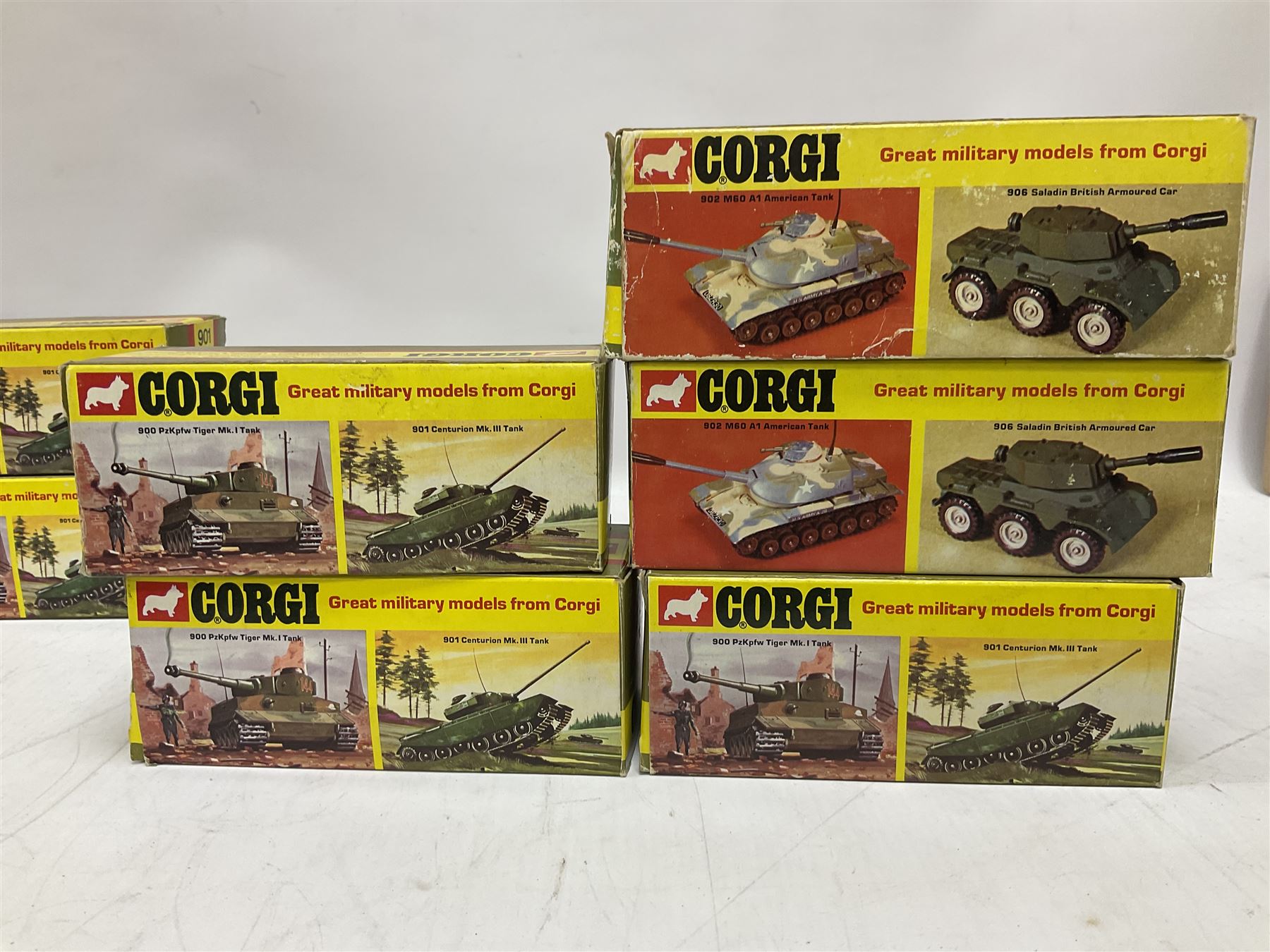 Corgi - eleven military models comprising three x 900, three x 901, four x 905 & 908; all boxed; together with nine unboxed models (18)