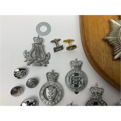 Police - large quantity of cap and collar badges, collar numbers and buttons for Hull City Police, Humberside Police, Lincolnshire Constabulary, York & North East Yorks Police etc; all queen's crown; and three helmet plates including one king's crown