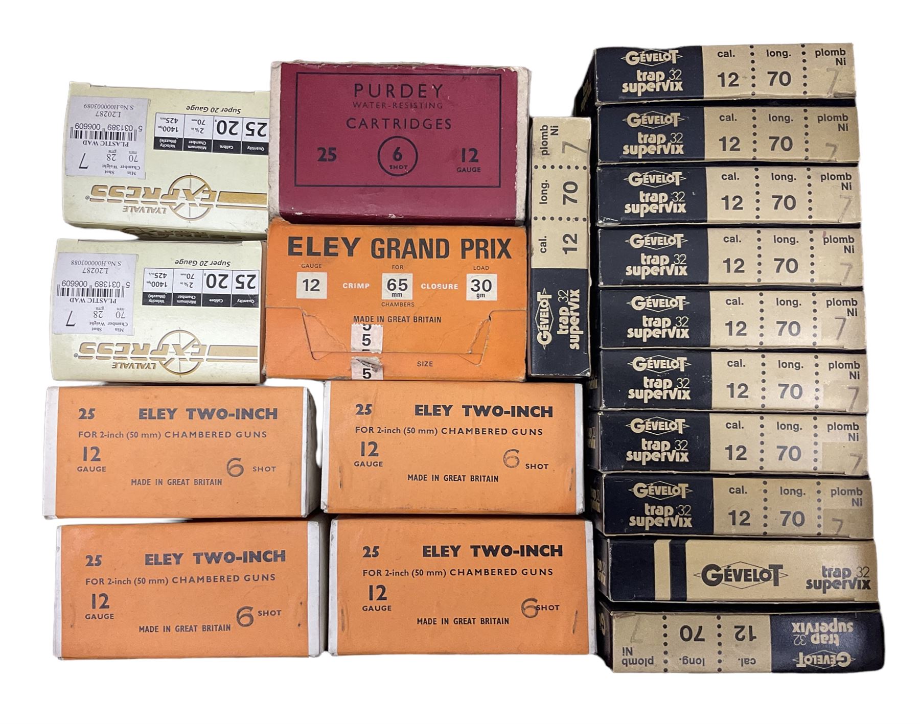 Two-hundred and sixty 12-bore cartridges by Purdey, Gevelot and Eley; and fifty 20-bore cartridges by Lyadale Express; includes some 2