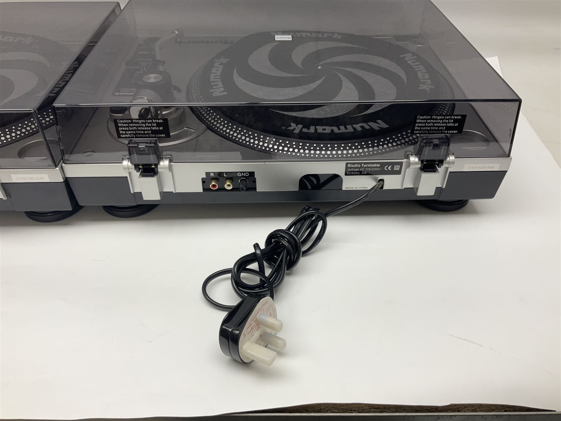 Pair of Numark TT-1510 DJ belt-drive turntables, serial nos.C1011001845 and C1011001846 (no cartridges); with paperwork