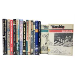 Seventeen books of maritime and naval interest including warship design and development, German Navy WW2, battleships, aircraft carriers etc