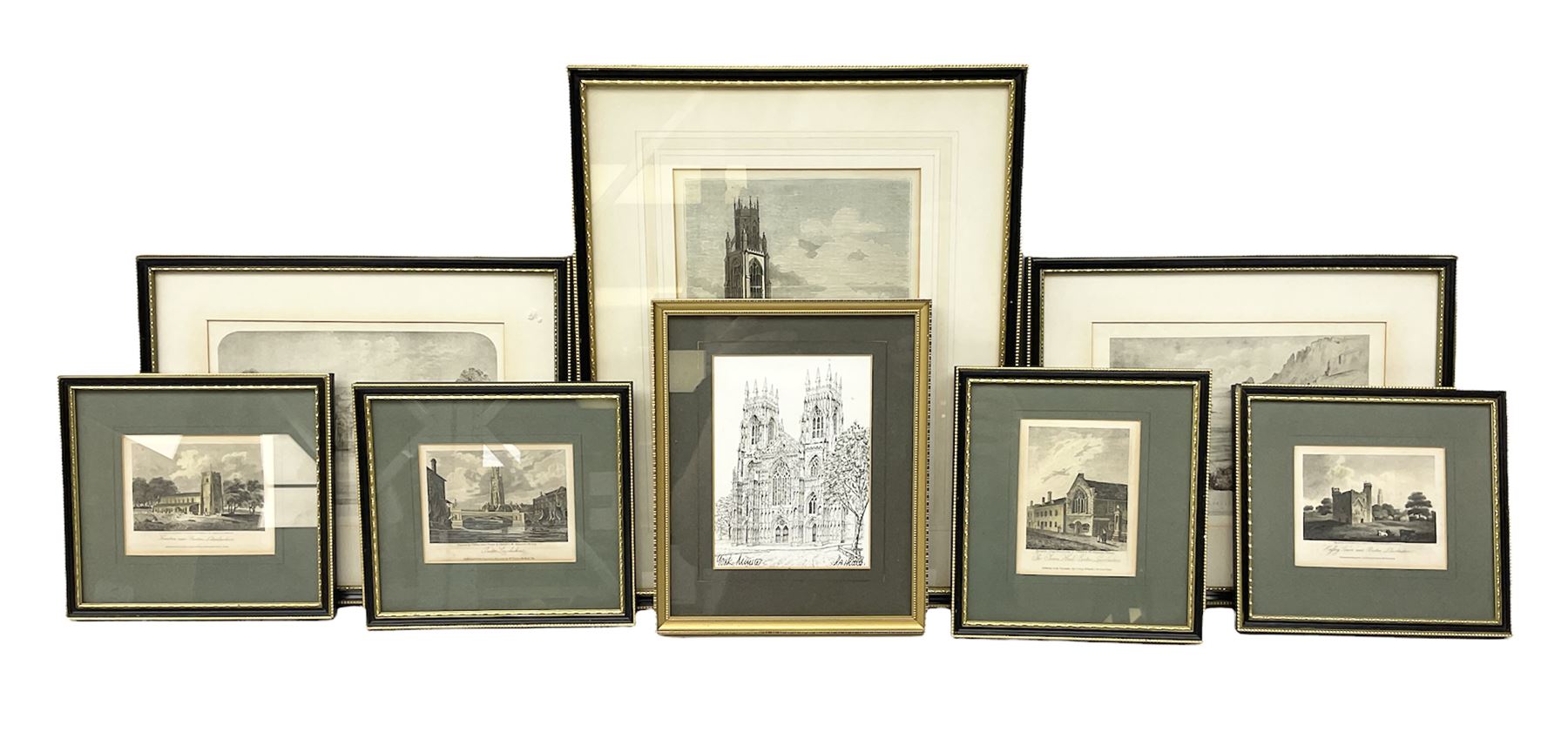 Collection early engravings and prints mostly relating to Boston Lincolnshire max 20cm x 15cm (8)
