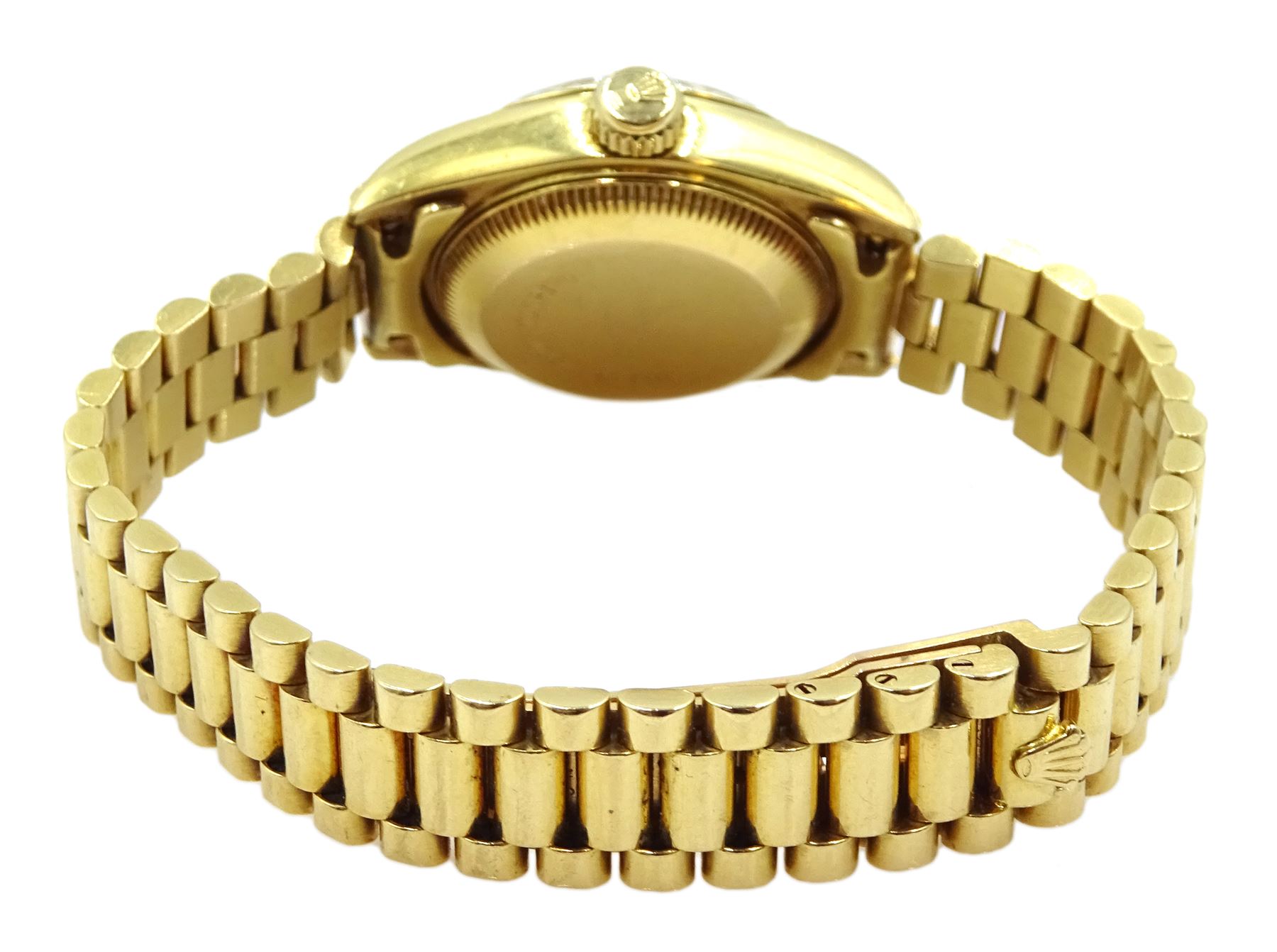 Rolex Oyster Perpetual Datejust ladies automatic 18ct gold bracelet wristwatch, circa 1989, model No. 69178, serial No. L395850, boxed