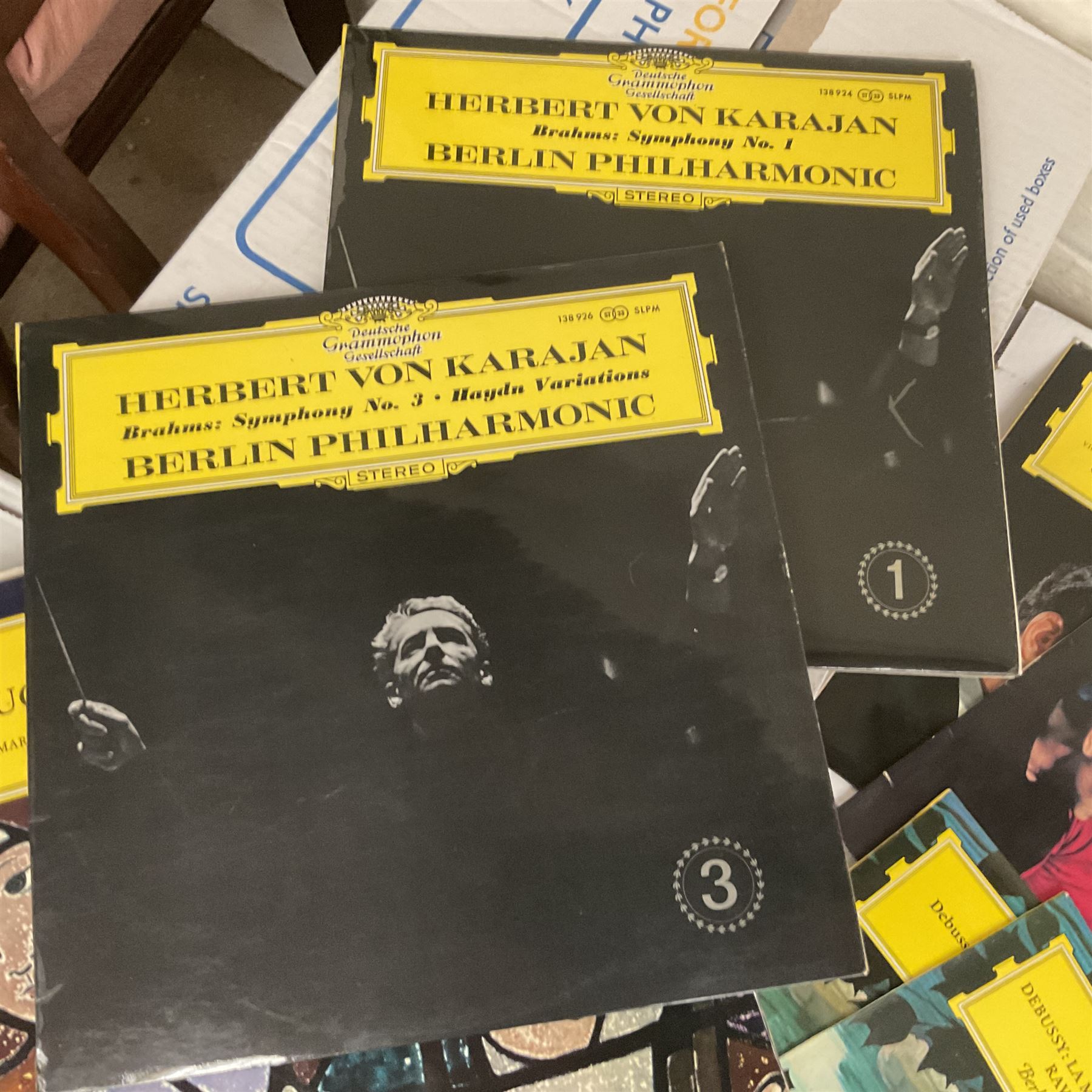 Collection of vinyl LP records in four boxes, mainly Classical, including Simon Preston Plays the Organ, Michael Tissier, Philip Dore and the Organ at Ampleforth Abbey and Christopher Dearnley, etc