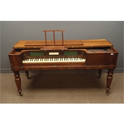  John Broadwood mahogany square piano, egg and dart carving, turned supports, W175cm, H87cm, D73cm  