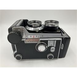 Mamiyaflex C3 TLR camera body, serial no. 215034, with 'Mamiya Sekor 1:2.8 f80mm' lens serial no. 765932