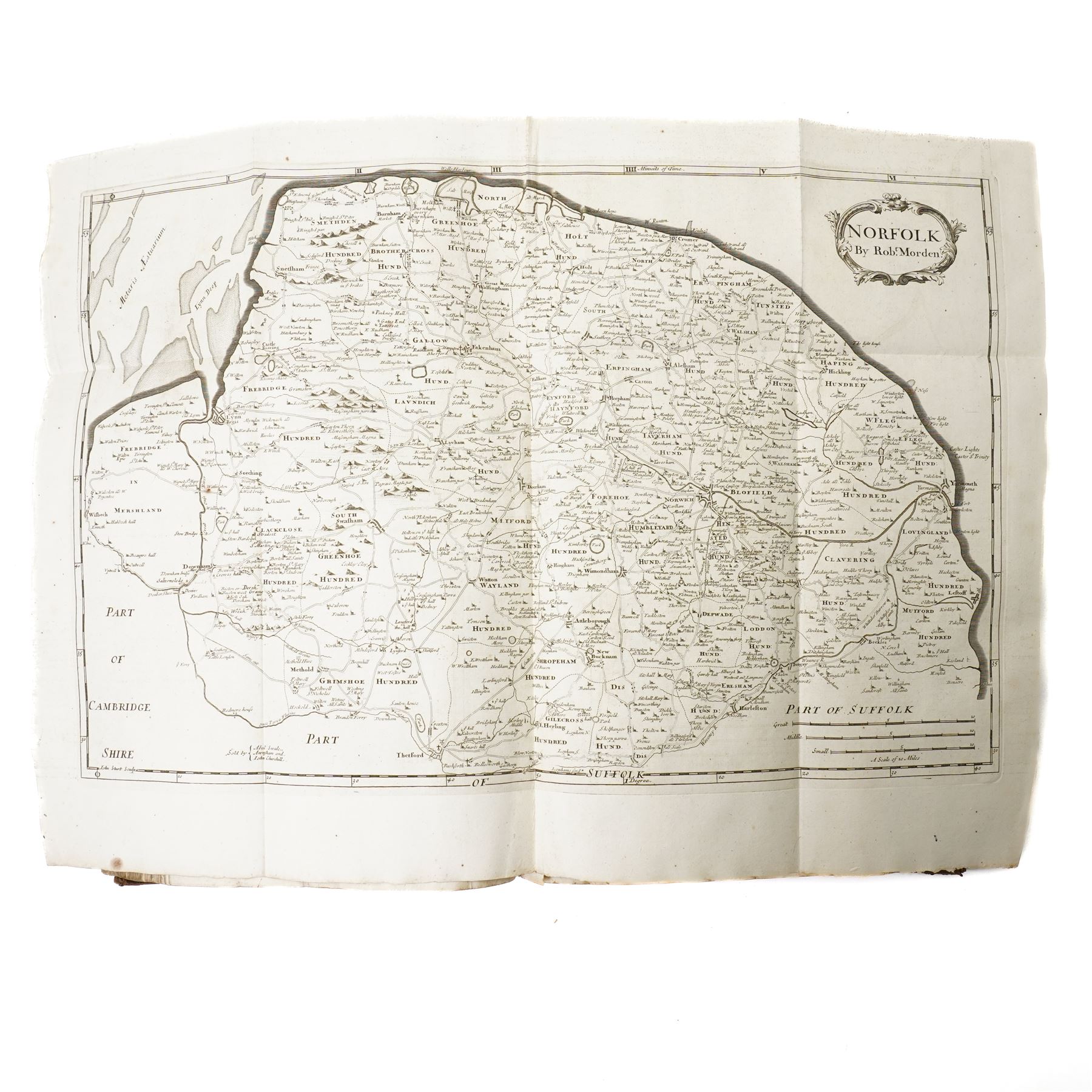 William Camden (British 1551-1623): 'Britannia: or a Chorographical Description of Great Britain and Ireland Together with the Adjacent Islands', complete first edition folio (41cm x 26cm), edited by Edmund Gibson, London: Printed by F. Collins for A. Swalle; and A. & J. Churchil, 1695, with engraved portrait of the author, fifty maps and nine engraved plates with text-illustrations, contemporary full panelled calf binding