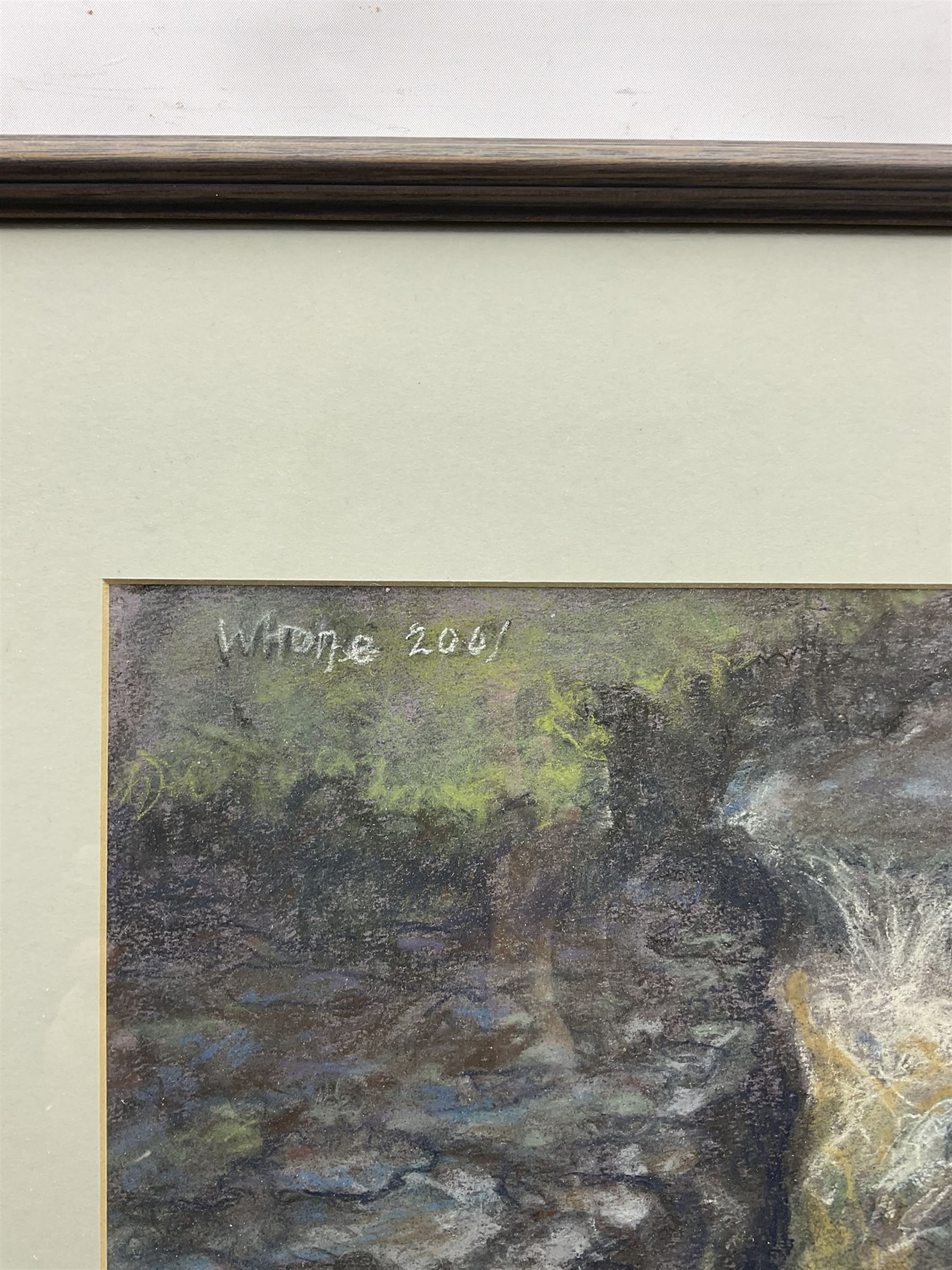 Herbert Whone (Northern British 1925-2011): 'Ingleton Falls', pastel signed titled and dated 2001, 62cm x 49cm