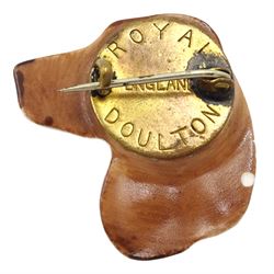 1930's Royal Doulton ceramic Spaniel brooch, stamped 