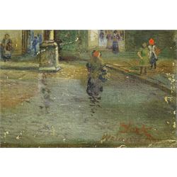 Frank Watson Wood (British 1869-1953): Walmgate Bar - York, oil on canvas board signed inscribed and dated '34, 29cm x 22cm (unframed)