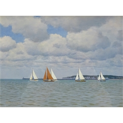 Christopher Alers Hankey (British 1911-2000): 'Sailing off Seaford', oil on board signed, titled verso 19cm x 25cm