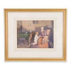 Albert George Stevens (Staithes Group 1863-1925): Bedtime, watercolour signed 22cm x 29cm