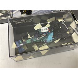 Pauls Model Art Minichamps Formula - ten 1:43 scale die-cast models of racing cars in plastic display cases (10)