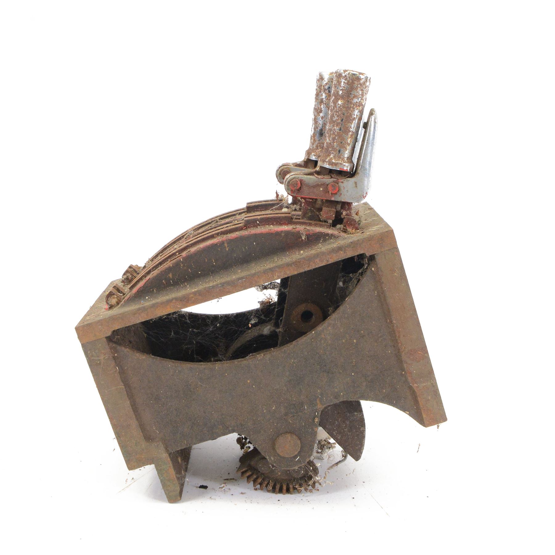 Railway signal box two lever frame, to top of handle H26cm