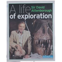 Collection of David Attenborough ephemera, to include 1976 first edition 'The Tribal Eye' hardback, framed signed items and Daily Mail Weekend 'Attenborough at 100 - My Life on Earth' newspaper