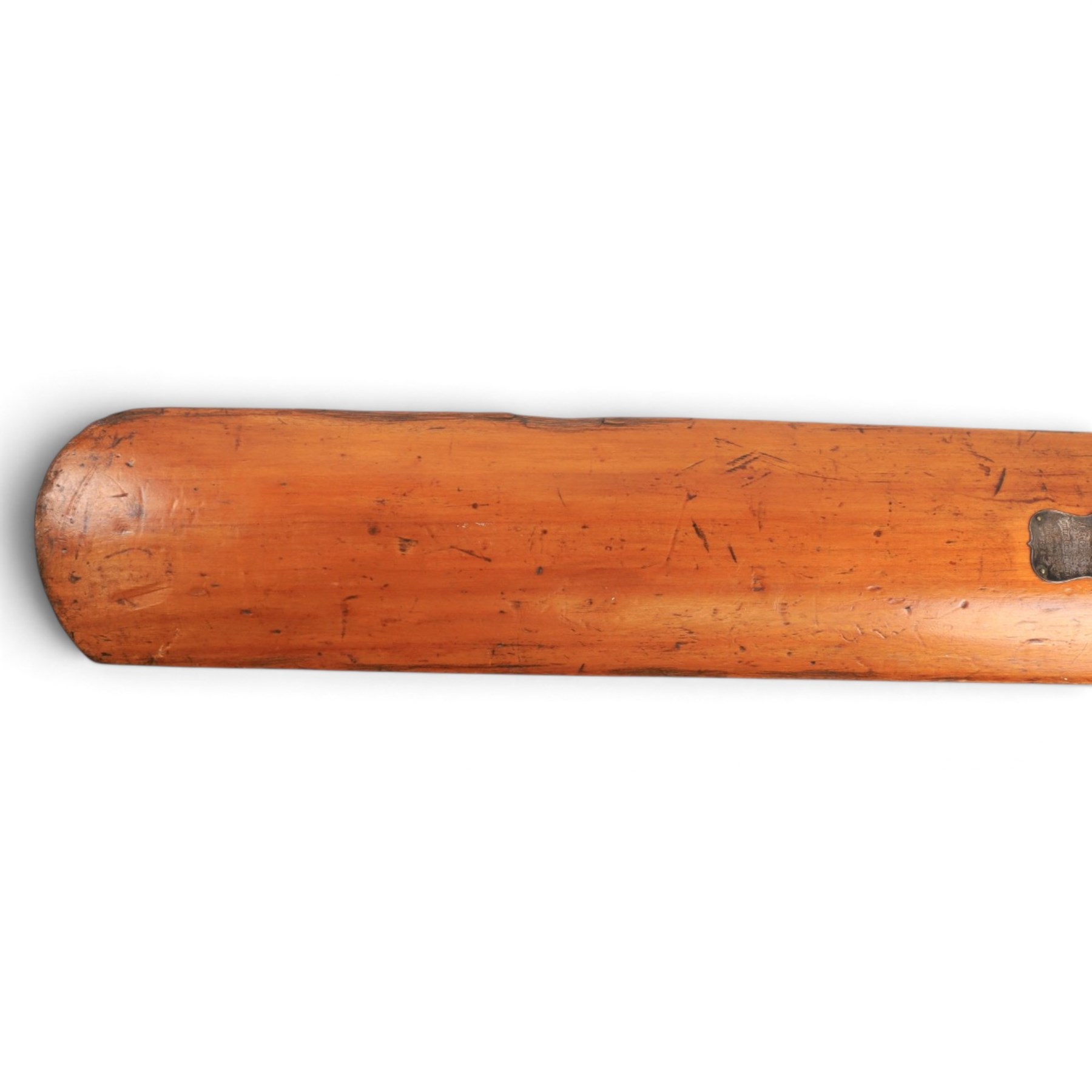 Victorian Jefferies & Malings of Woolwich cricket bat with silver plaque, presented to A.G. Baker for the Highest Average December 1874, together with a Gunn & Moore Ltd 'The Autograph' cricket bat (2)