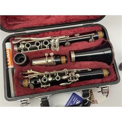 Yamaha 26II five-piece clarinet, cased, together with stand 