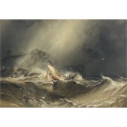 Henry Barlow Carter (British 1804-1868): Fishing Smack returning to Scarborough Harbour in Stormy Weather, watercolour with scratching out unsigned 50cm x 71cm 
Provenance: private collection, purchased David Duggleby Ltd 9th December 2013 Lot 104; with James Starkey Fine Art, Beverley, label verso