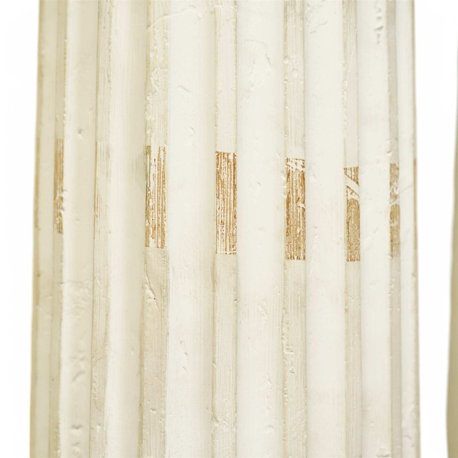 Pair of cast composite Corinthian architectural columns, the Corinthian capital decorated with scrolls and curled acanthus leaves, bulbous fluted shaft on moulded foot and square base 