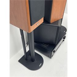 Stereo System - Denon AVR-3802 amplifier, Ral Q201E subwoofer, pair AE AEGISEVO THREE speakers, pair AE AEGISEVO ONE speakers on stands and AE AEGISEVO centre