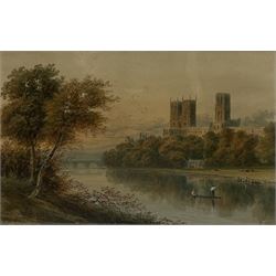 W Wood (British 19th/20th century): 'Durham Cathedral', watercolour signed and titled 28cm x 44cm