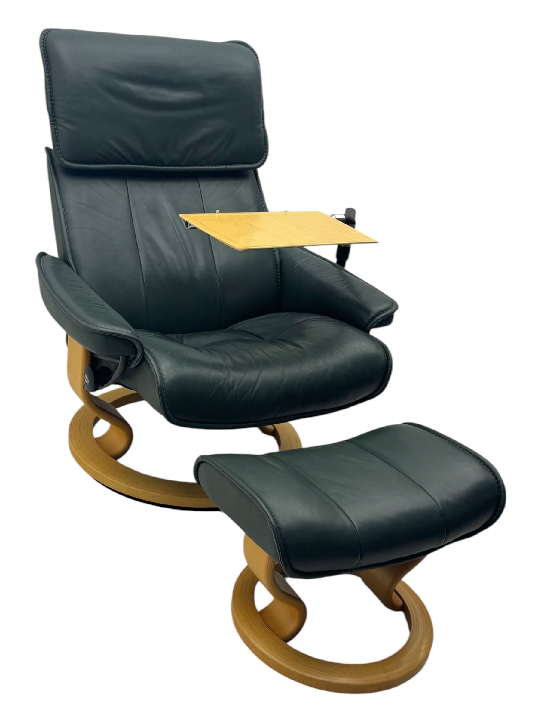 Ekornes Stressless - swivel and reclining armchair with bookrest and matching stool 