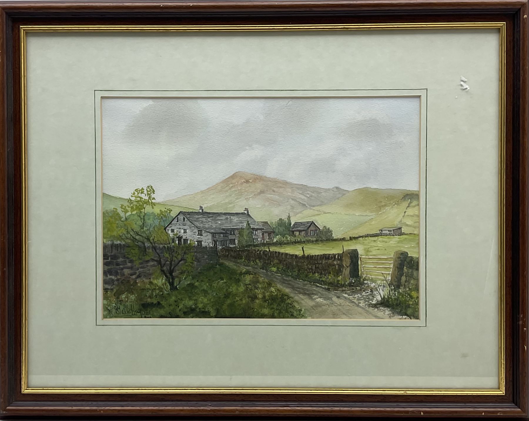 Doris Hindle (British 20th century): 'Backyard Gossips', watercolour signed;  Arthur Craven (British 20th century): 'Ravenscar Cumbria', watercolour signed, labelled verso; R BlakeHarper (British 20th century): 'Farm on Baitings Road Toward Rishworth', watercolour signed and dated 2006 max 34cm x 40cm (3)