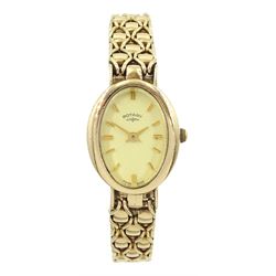  Rotary ladies 9ct gold quartz wristwatch, on integral 9ct gold bracelet, hallmarked