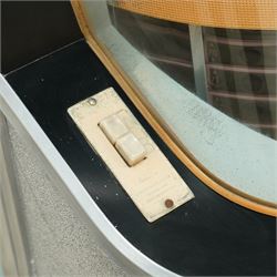 Ditchburn - 'Music Maker Panoramic 200' jukebox circa 1959, curved panoramic glazed front offering full view of the automatic selection process, accommodating 100 records (200 selections), with a stereo sound system, the aluminium trim over a woven speaker grille with an all-over ebonised and silver finish