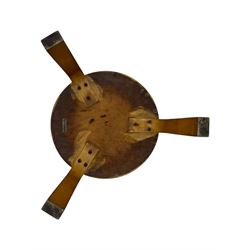 Alvar Aalto for Finmar - mid-20th century Finnish birch circular stool, the seat supported by three bentwood supports, applied label to the underside 