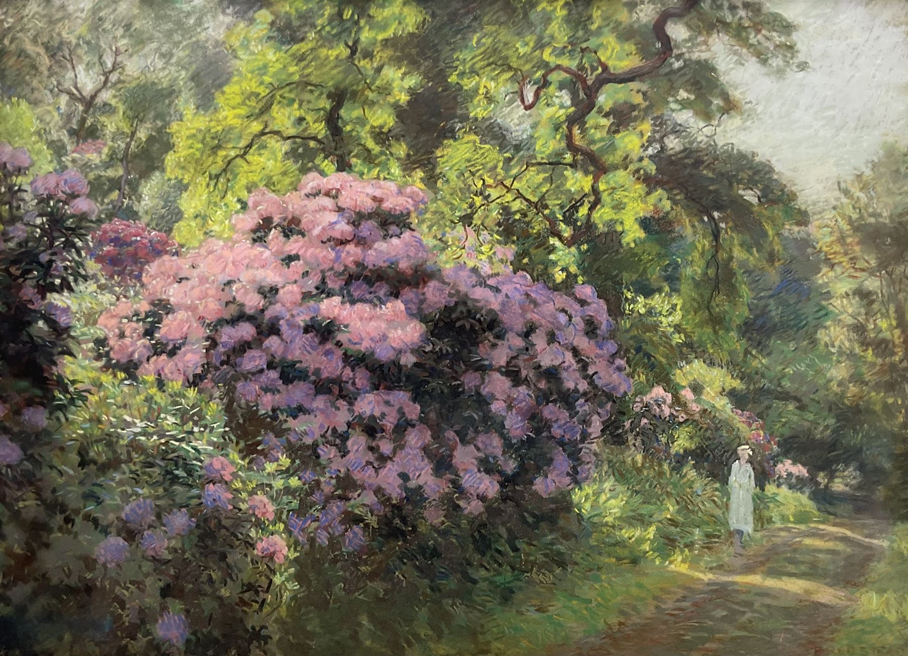 Frederick (Fred) Stead (British 1863-1940): The Rhododrendon Walk, pastel signed 55cm x 75cm
