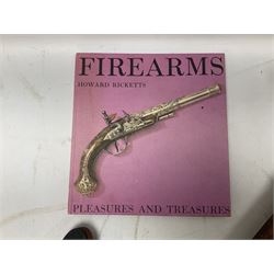 George V 1897 pattern Infantry officers sword, the 82cm single fullered blade with traces of etched detail and George V crown cipher, the ricasso marked Hawksworth Sheffield, pierced half basket hilt with George V cypher, wire-bound fish-skin grip with brass pommel and backstrap; in leather scabbard L102cm overall; together with two sectional gun cleaning rods; swagger stick made of leather strips etc