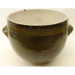  Guy Sydenham for Poole pottery, large stoneware twin handled pot, impressed marks & monogram, H32cm   