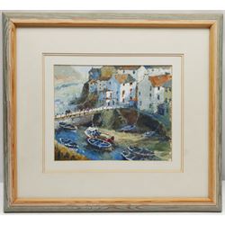 Ann Thorpe (British Contemporary): 'Moorings at Staithes Beck', acrylic on board signed, titled and dated 2003 verso 19cm x 24cm