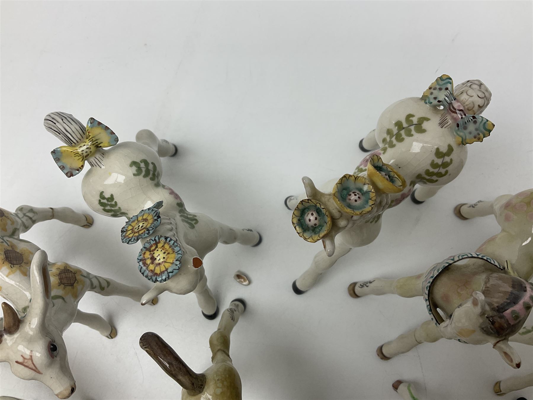 Basil Matthews figures, comprising horses, deer and fawns, all with painted mark beneath, largest H14cm