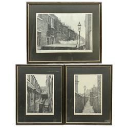 Stuart Walton (Northern British 1933-): 'Tunis Street Beeston' 'Whitelocks Yard Briggate' and Washing Line, set three limited edition prints signed in pencil max 30cm x 46cm (3)