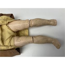 SFBJ Paris bisque head doll with applied hair, sleeping eyes, open mouth with teeth and composition body with jointed limbs; marked 'SFBJ 60 Paris' H59cm