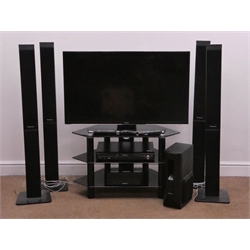  Samsung UE40HU6900U UHD television with Panasonic DVD home theatre sound system complete with speakers and stand (This item is PAT tested - 5 day warranty from date of sale)    