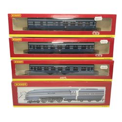 Hornby '00' gauge - LMS Streamlined Coronation Class 4-6-2 locomotive 'Coronation' No.6220; and three LMS 'The Coronation Scot' coaches; all individually boxed (4)