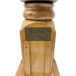 Ship's 'Sestrel C-Y' binnacle by Henry Browne & Son, the wooden base surmounted by the brass compass top, with a glass viewing window and magnetic counter spheres, H53cm