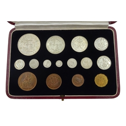  King George VI 1937 specimen coin set, fifteen coins from farthing to crown including Maundy money, in the original case  