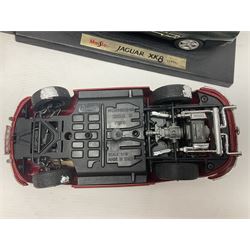 Three Maisto Special Edition 1:18 scale die-cast models - Porsche 550A Spyder, Jaguar 'S' Type and Ferrari 550 Maranello; all boxed; five other unboxed Maisto/Bburago 1:18 scale models; and two Classic Collection lead crystal models of Classic Cars (10)
