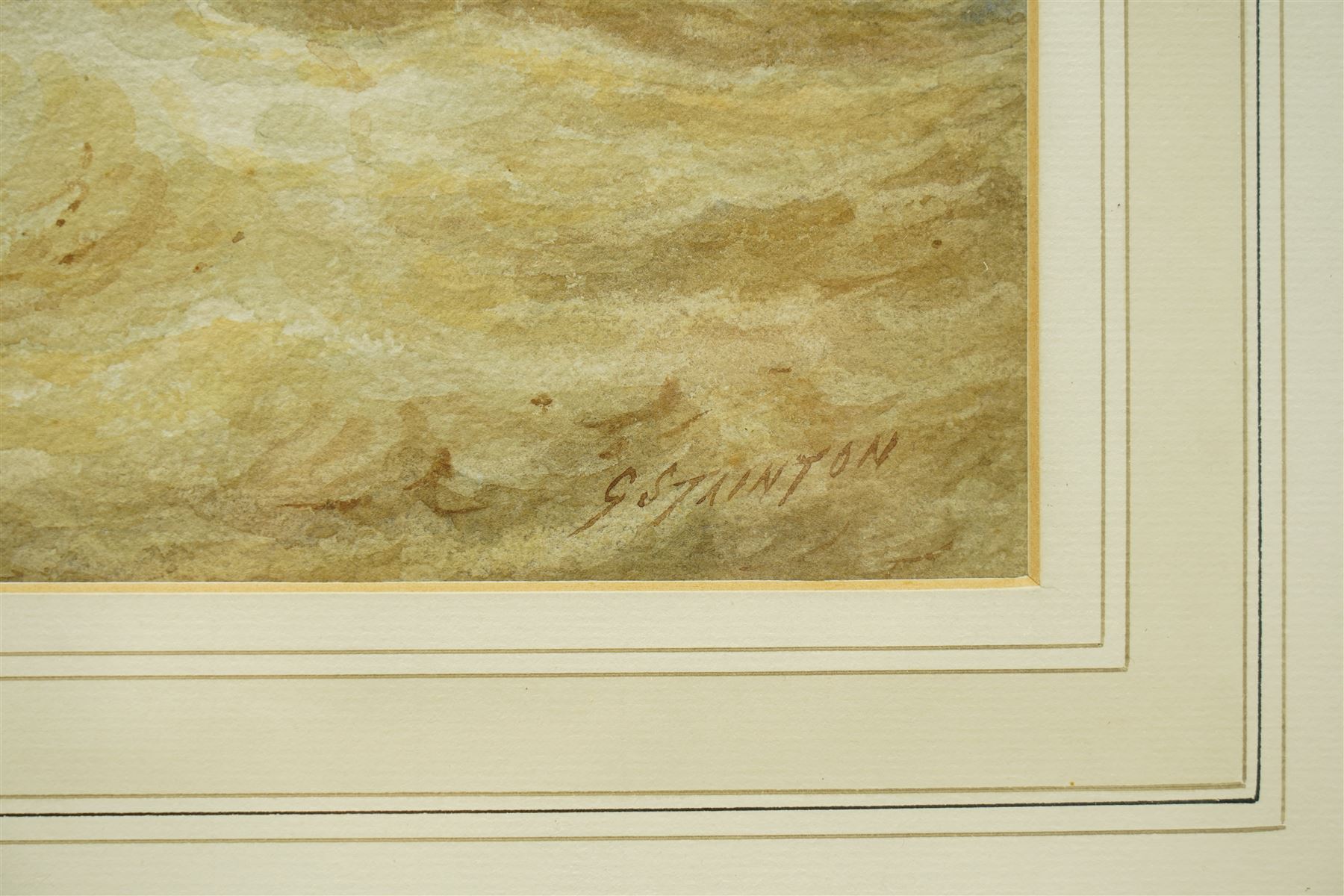 George Stainton (British fl.1860-1890): 'Fishing Boats of Southend Pier', watercolour signed, titled on mount, Parker Gallery label verso 29cm x 45cm