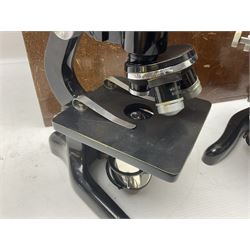 20th century W. Watson & Sons binocular microscope no 98191, in original box, together with W. Watson & Sons Kima microscope no 107846, in original box and Cooke Troughton & Simms binocular microscope no 467926