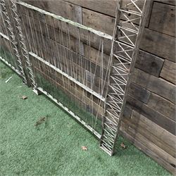 Four early 20th century French painted wicker garden trellis or dividers, rectangular form with internal arches